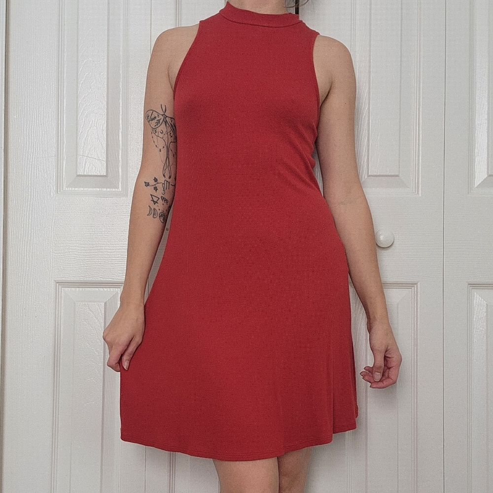 Mossimo Supply Co. Sleeveless Red Mock-Neck Mini Dress
